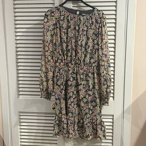 LOFT Vibrant Floral Long Sleeve Dress